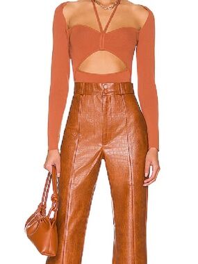 Bardot Croc Faux Leather Pant Size 12 'Tan Croc" NWOT